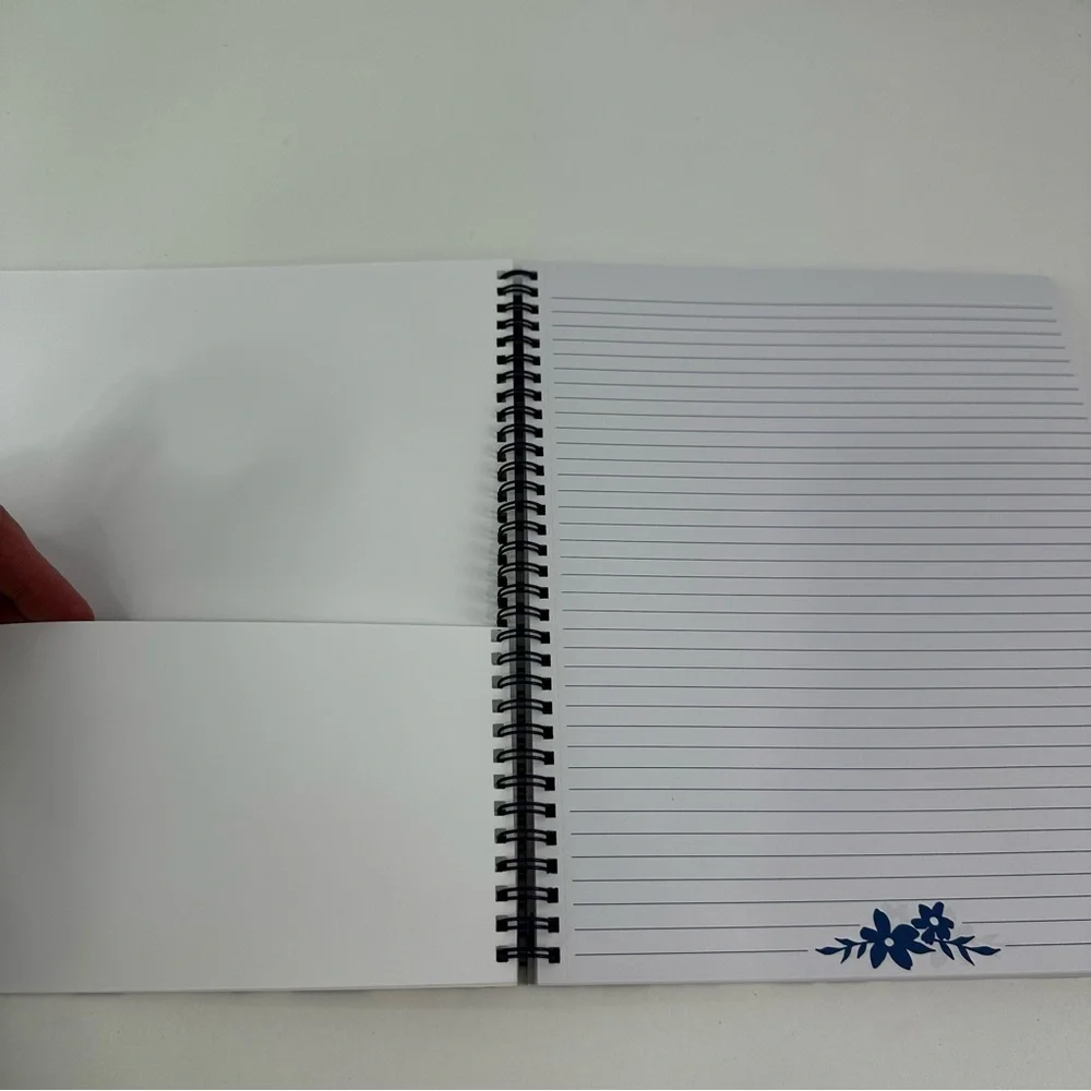 Steel Mill & Co. Blue, White Floral Spiral College Rule Hardcover Notebook